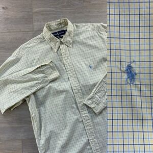 Ralph Lauren Mens S Classic Fit Blue Yellow Plaid Button Down Long Sleeve